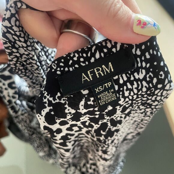 AFRM Lola Leopard Print Cutout Long Sleeve Midi Dress Gray Black Size X-Small - Picture 7 of 9